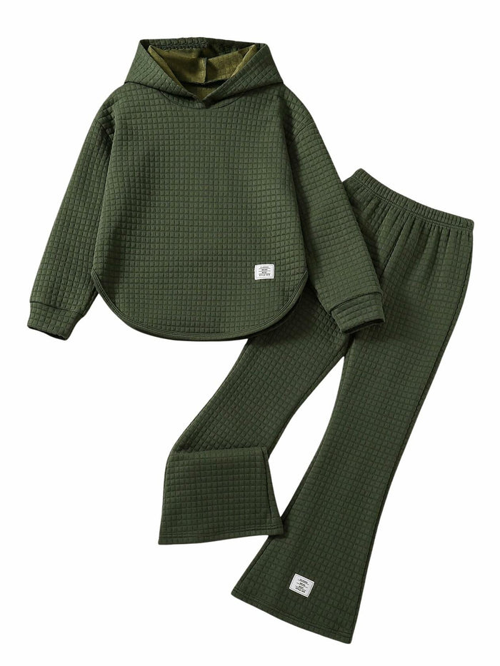 SOLY HUX Girl's Waffle Knit Hoodie Set 2PC Army Green Size 8Y by Deal US