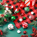 42 Pc Christmas Tree Balls Ornaments Glitter 2.36" & 1.18" Red Green White by Deal US