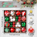 42 Pc Christmas Tree Balls Ornaments Glitter 2.36" & 1.18" Red Green White by Deal US
