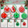 42 Pc Christmas Tree Balls Ornaments Glitter 2.36" & 1.18" Red Green White by Deal US