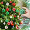 42 Pc Christmas Tree Balls Ornaments Glitter 2.36" & 1.18" Red Green White by Deal US