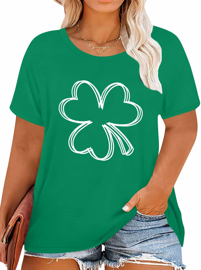 Plus Size St. Patrick's Day Lucky Shamrock Tee Shirt Women Green XL by Deal US