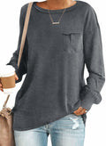 SENSERISE Womens Crewneck Sweatshirt Long Sleeve Pockets Coffee Brown Size L by Deal US