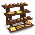 AZ-Homey Platane Wood 4-Tier Display Stand Rustic Brown by Deal US