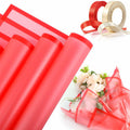 Tenare 36pcs Waterproof Flower Wrapping Paper & 50yd Satin Ribbon Red by Deal US