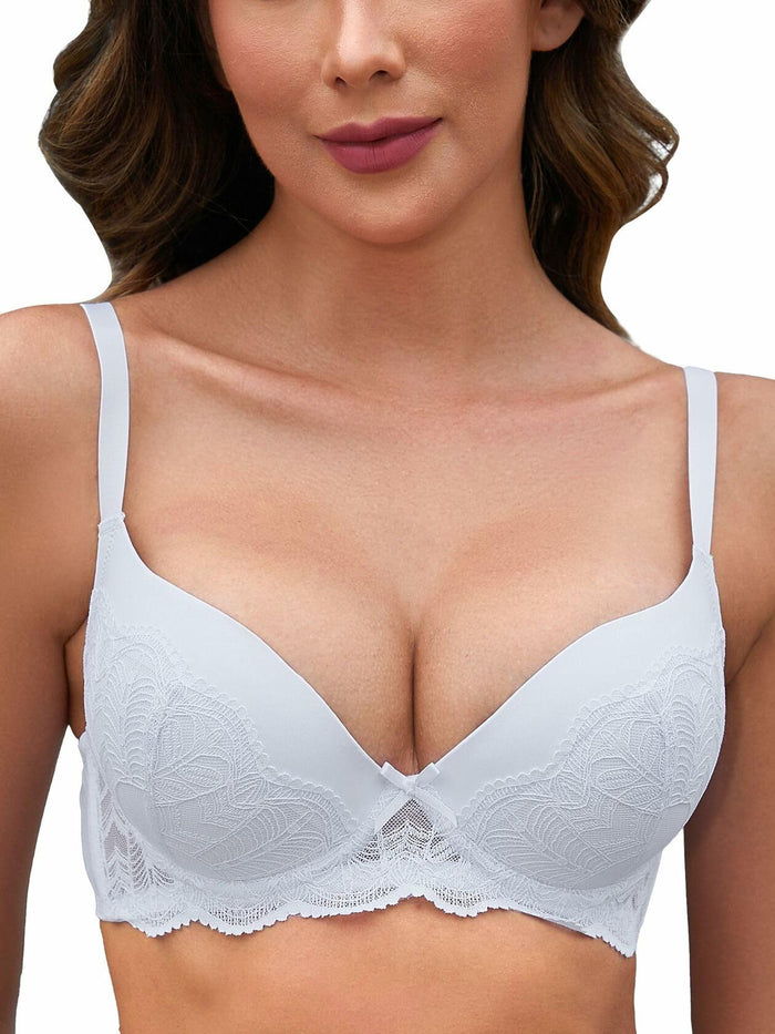 IHOIU Women's Lace Push Up Bra Padded Underwire White Size 36C by Deal US