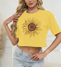 Womens Crop Top USA Graphic Tee Casual Rock Band Yellow Size XS by Deal US