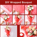 Tenare 36pcs Waterproof Flower Wrapping Paper & 50yd Satin Ribbon Red by Deal US