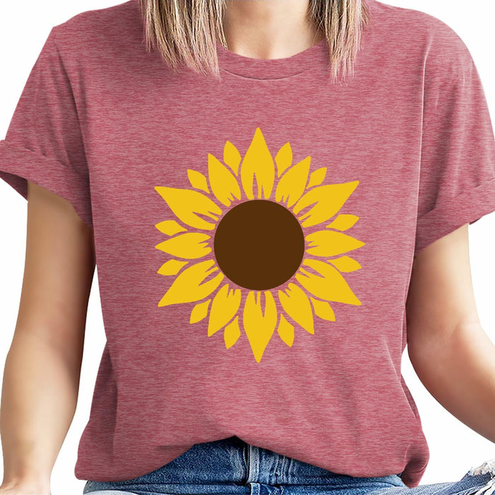 Sunflower Women Graphic Tee Faith Short Sleeve Shirt Pink Size S by Deal US