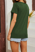 Womens Patriotic V Neck T Shirt American Flag Graphic Green1 Size Medium by Deal US
