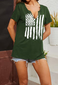 Womens Patriotic V Neck T Shirt American Flag Graphic Green1 Size Medium by Deal US