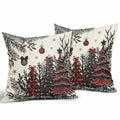 Black Red Christmas Tree Throw Pillow Covers 18x18 Set of 2 Xmas Decor by Deal US