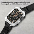 V-MORO Stainless Steel Band Case for Apple Watch Series 9 8 7 45mm Black Silver by Deal US