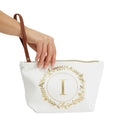 Glamlily Gold Initial I Personalized Makeup Bag White 10x3x6 In by Deal US