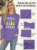 Easter Shirt Women Bunny Graphic Long Sleeve Tee Purple1 Size XXL by Deal US