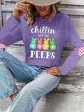 Easter Shirt Women Bunny Graphic Long Sleeve Tee Purple1 Size XXL by Deal US
