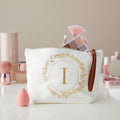 Glamlily Gold Initial I Personalized Makeup Bag White 10x3x6 In by Deal US