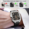 V-MORO Stainless Steel Band Case for Apple Watch Series 9 8 7 45mm Black Silver by Deal US