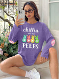 Easter Shirt Women Bunny Graphic Long Sleeve Tee Purple1 Size XL by Deal US