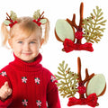 Christmas Bow Hair Clips Red Gold Reindeer Antler 2PCS Holiday Accessories by Deal US