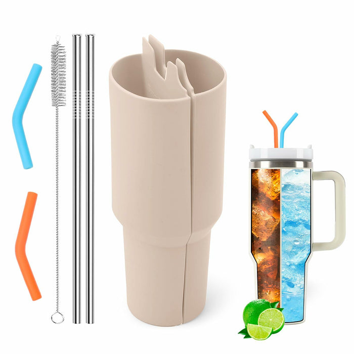LittleHugs Silicone 2-in-1 Cup for Stanley Cup 40oz Cream Double Drinks Bag by Deal US