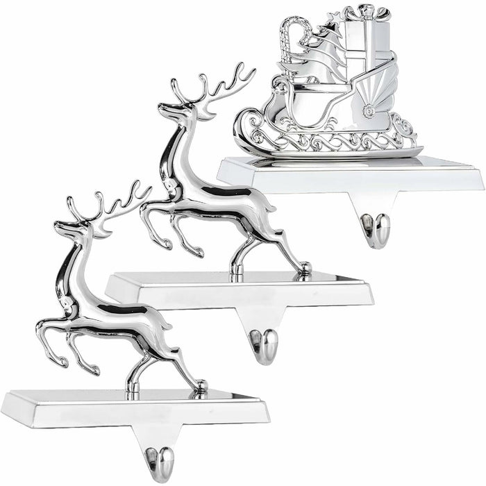 Klikel Reindeer Stocking Holder Set of 3 Deer and Sleigh for Mantel by Deal US