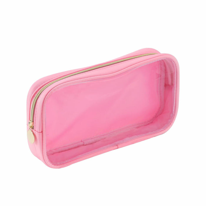 Nogsew Clear Waterproof Travel Makeup Bag Small Pink Zipper Organizer by Deal US