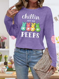 Easter Shirt Women Bunny Graphic Long Sleeve Tee Purple1 Size XXL by Deal US