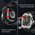 V-MORO Stainless Steel Band Case for Apple Watch Series 9 8 7 45mm Black Silver by Deal US