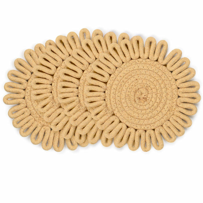 AHHFSMEI 8 Inch Heat Resistant Trivets Pot Holders 4pcs Light Brown by Deal US