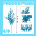 Crazy Night Christmas Tree Picks 16.3in 12pcs Blue Glitter Berries by Deal US