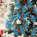 Crazy Night Christmas Tree Picks 16.3in 12pcs Blue Glitter Berries by Deal US