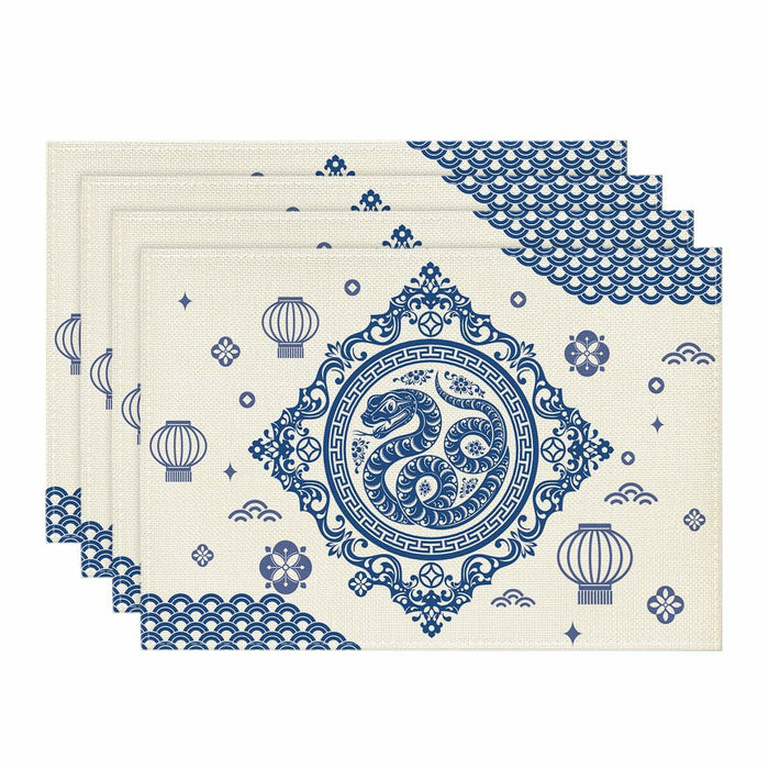 Artoid Mode Zodiac Snake Lantern Red Round Placemats 14in Set of 4 by Deal US