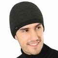Winter Beanie Skull Cap Warm Knit Lined Outdoor Hat 4-Black&Grey - M Size by Deal US