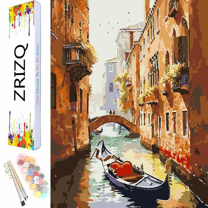 ZRIZQ Paint by Number Kit for Adults 12x16 Canvas City Colorful Box by Deal US