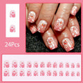 24Pcs Pink Gradient Press On Nails Short Floral Fake Nails with Glue Women by Deal US