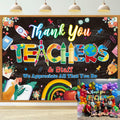 Thank You Teachers Backdrop 6x4FT Teacher Appreciation Banner Blue by Deal US