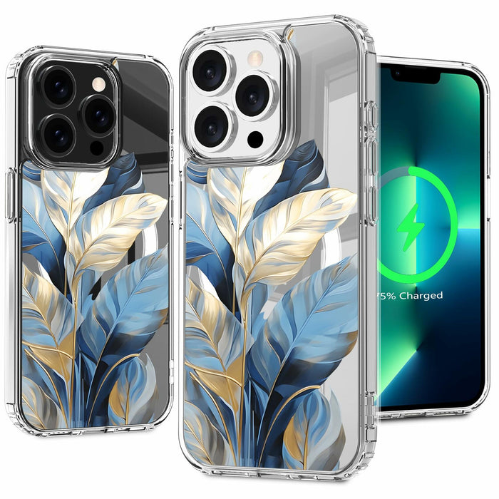 LORYVAN Magnetic Clear Case iPhone 12/12 Pro Floral Blue 6.1" by Deal US