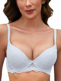 IHOIU Women's Lace Push Up Bra Padded Underwire Convertible White Size 38B by Deal US