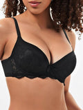 IHOIU Women's Lace Push Up Bra Padded Underwire Plunge Black Size 36C by Deal US