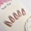 French Tip Press On Nails Short Square Pink Nude Glossy 24Pcs by Deal US