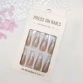 French Tip Press On Nails Short Square Pink Nude Glossy 24Pcs by Deal US