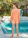 SHEKINI Girl's UPF50+ Zipper Rash Guard Swimsuit Orange Size 8-10 by Deal US