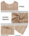 Pinup Fashion Crochet Bathing Suit Cover Up V Neck Apricot Size XXL by Deal US