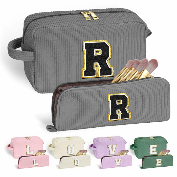 YOOLIFE Monogram Make Up Bag Birthday Gift for Women Girls Gray by Deal US
