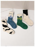 SHENHE Men's 4 Pairs Patterned Graphic Crew Socks Multicolor Size 39-42 by Deal US