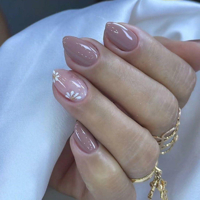 Flower Design Short Press On Nails for Women 30 Pcs Fake Nail Art Manicure by Deal US