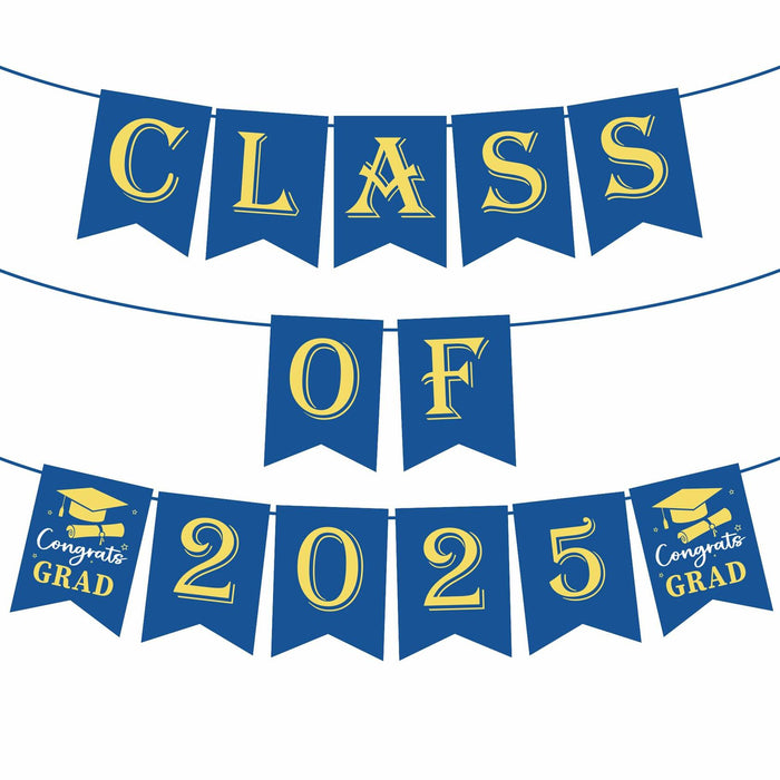 OHOME Graduation Banner 2025 Blue Congrats Grad Backdrop Party Decor by Deal US