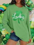 St Patrick's Day Women's Oversized Lucky Shamrock Long Sleeve T-Shirt Size XL by Deal US