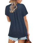 Women's Collared V Neck Polo T Shirt Plus Size Loose Fit Deep Blue Size S by Deal US